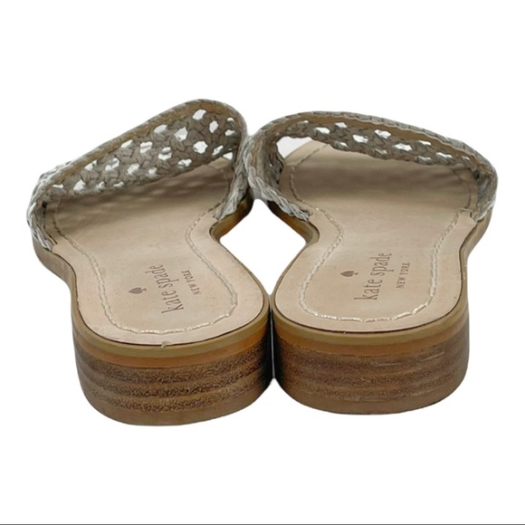 KATE Spade Berlin Woven Leather Flat Sandals White Size 7.5 - Picture 7 of 7